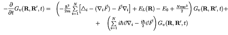 $\displaystyle \begin{array}{lc}
\displaystyle-\frac{\partial}{\partial t} G_{{\...
...\vec{{\upsilon}} \vec F\right)
G_{{\upsilon}}({\bf R}, {\bf R'}, t)
\end{array}$