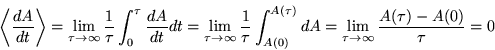 \begin{displaymath}
\ensuremath{\left\langle \frac{dA}{dt} \right\rangle} = \li...
...dA
= \lim_{\tau \to \infty} \frac {A(\tau) - A(0)}{\tau}
= 0
\end{displaymath}