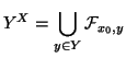 $\displaystyle Y^X = \bigcup_{y\in Y} \mathcal{F}_{x_0,y}
$