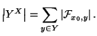 $\displaystyle \left\vert Y^X\right\vert=\sum_{y\in Y}\left\vert\mathcal{F}_{x_0,y}\right\vert.
$